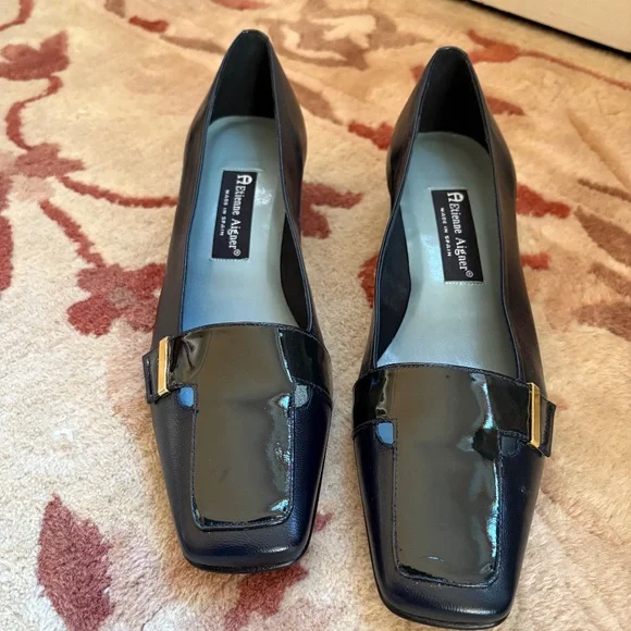Etienne Aigner Navy Patent Buckle Pumps--9M - Picture 1 of 3